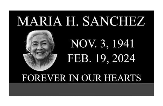 Jett Black Laser Engraved Headstone Marker W/ Photo (16x8x3) Eternal Etchings